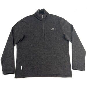 Icebreaker Sport 320 1/2 Sweater Merino Wool Mens L Taupe Brown Pullover Hiking